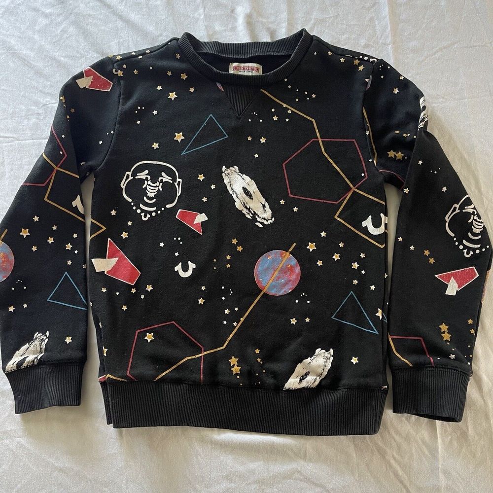 True‎ Religion Boys Galaxy Graphic Sweatshirt Size S Black Pullover